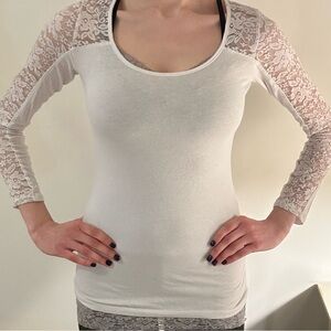 Elegant White Lace Sleeve Women's Top